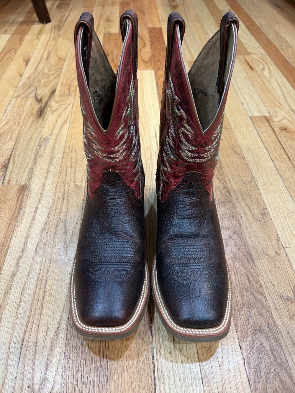 Double H Dark Brown and Red Cowboy Boots
